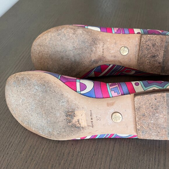 Rare Emilio Pucci Multi-Color All Leather Flats Size EU 37/ US 7 - Picture 6 of 8
